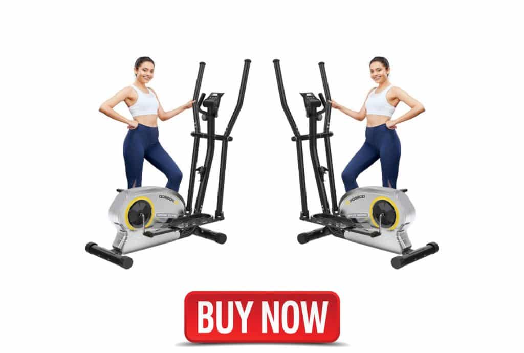 pooboo Elliptical Trainer Magnetic Elliptical Machines, Portable Elliptical Trainer with Pulse Rate and LCD Monitor